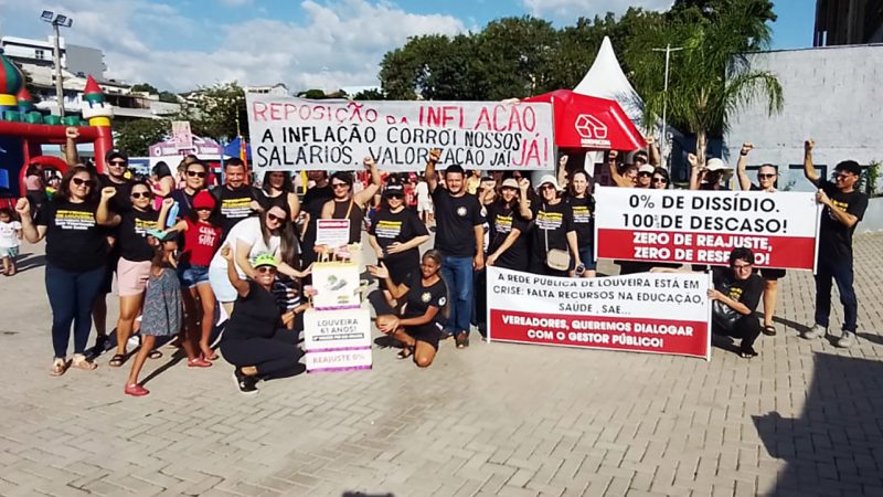 Servidores de Louveira promovem ato legítimo no dia do aniversário da cidade. Luta é por melhores salários