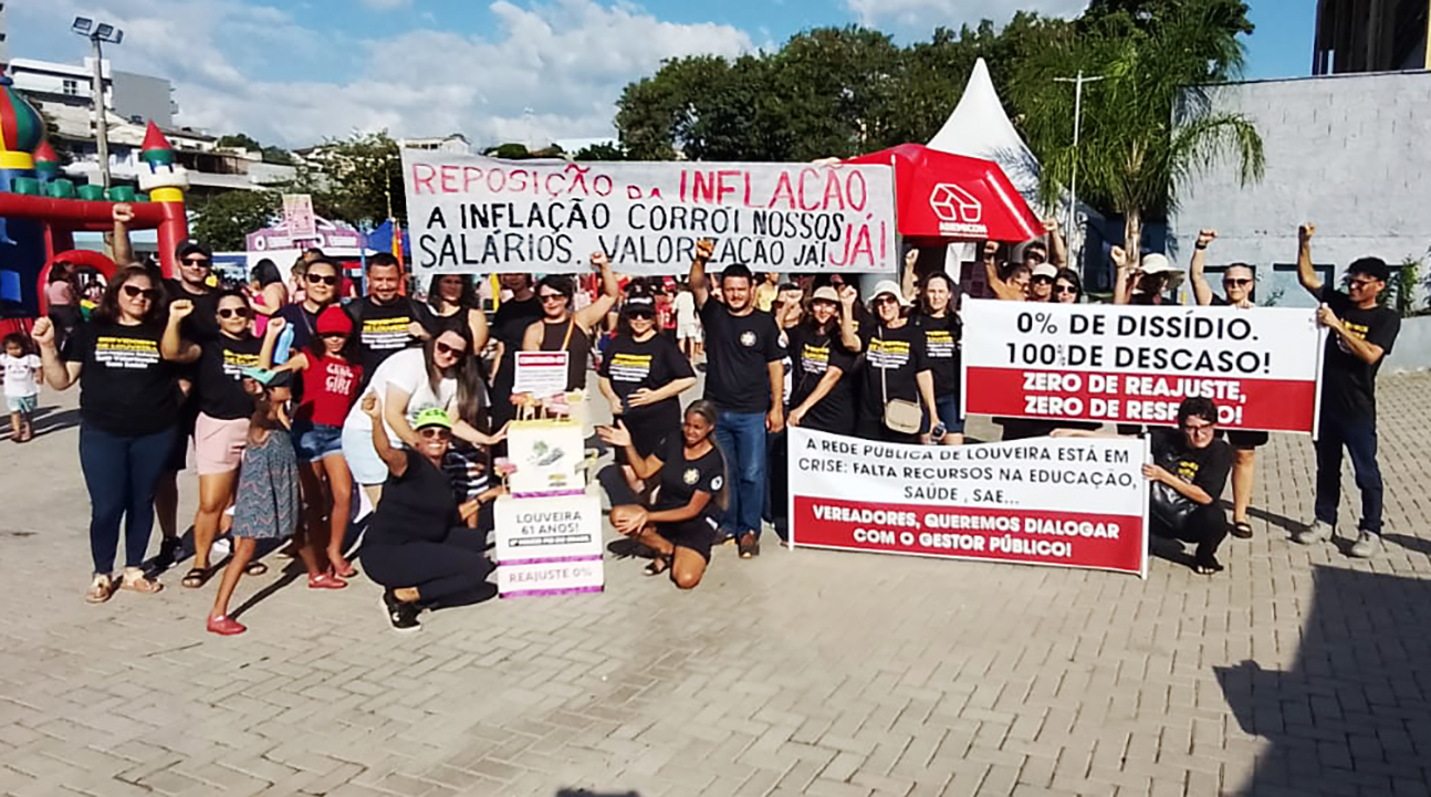 Servidores de Louveira promovem ato legítimo no dia do aniversário da cidade. Luta é por melhores salários